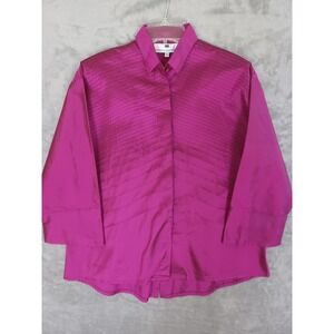 Marisa Baratelli Sz 12 Blouse Thai Silk Button Down Magenta Sheen Evening Formal